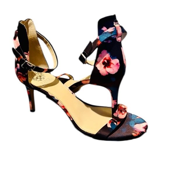 Vince Camuto Navy and Pink Floral Heels Size 10 - Picture 10 of 15